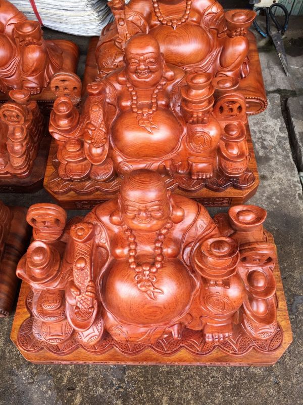 Tượng Gỗ Hương Di Lặc Ngồi Ngang 60Cm